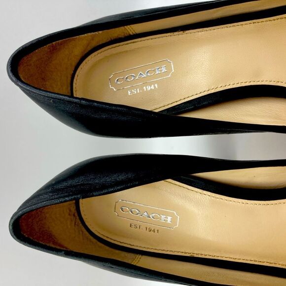 Coach Breana Black Leather Monogram Platform High Heels 9,5B - Picture 9 of 12